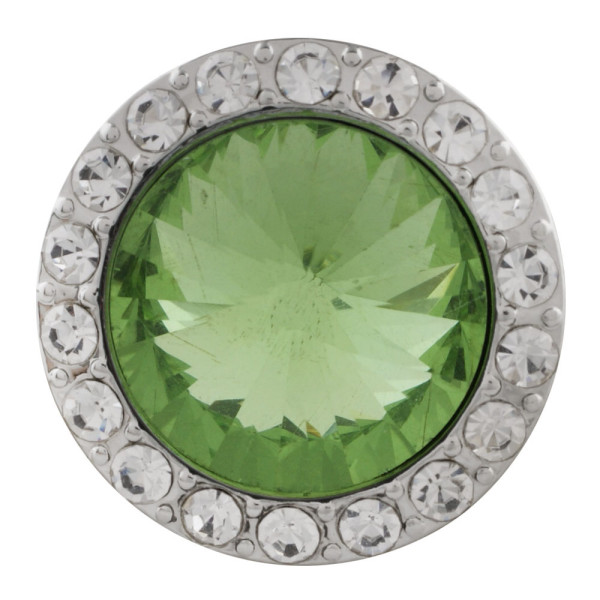 20MM Round snap Silver Plated with green rhinestone KC9837 snaps jewelry