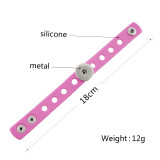 18cm kid junior style bracelet with 15mm width pink silicone stretch fit 20mm snap button