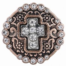 20MM cross snap gold Plated with white rhinestones KC6222 snaps jewelry