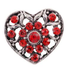 20MM love hollow snap  Antique Silver Plated with red rhinestone  KC9803 snap jewelry