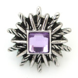 20MM Polygon snap Antique Silver Plated with purple rhinestone KB5300 snaps jewelry