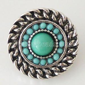 20MM Round snap Antique  Plated with small beads KB6288 cyan
