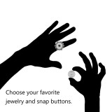 snaps adjustable sliver Ring with rhinestone fit 18mm snap chunks size 2cm