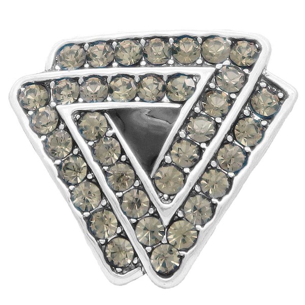 20MM Triangle snap Silver Plated with gray rhinestone KC7912 snaps jewelry