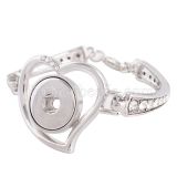 1 buttons snaps love silver plated bracelet with Rhinestones fit snaps chunks KKC0699