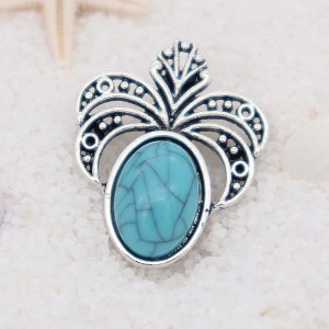 20MM design snap Silver Plated with Cyan Turquoise KC6904 snaps jewelry