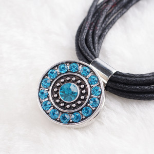 20MM Round snap Antique Silver Plated with cyan rhinestone KB8669 snaps jewelry