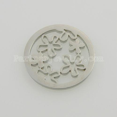 25MM stainless steel coin charms fit  jewelry size small flowers