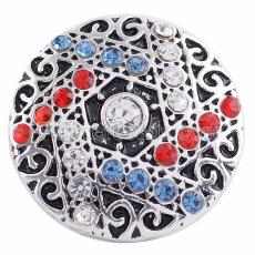 20MM Round snap Silver Plated with multicolor rhinestones KC8574 snaps jewelry
