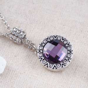 20MM Round snap Silver Plated with purple and clear rhinestone KB8647 snaps jewelry