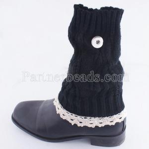 Knitted Leg Warmers fit 20mm snap button KB9785 black