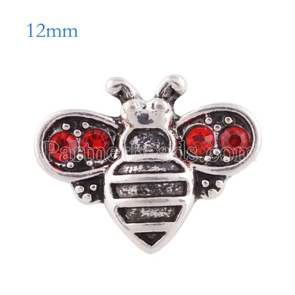 12MM honeybee snap Antique sliver Plated with red rhinestone KS6174-S snaps jewelry