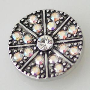 20MM Round snap Antique Silver Plated with white rhinestone KB5225 snaps jewelry
