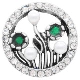 20MM Botany snap Silver Plated with white rhinestone KC7900 snaps jewelry