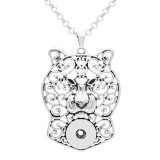 Retro smear Tiger head silver pendant Necklace with 60CM chain KC1074 fit 20MM chunks snaps jewelry