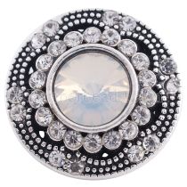 20MM snap round silver plated with white rhinestones  KC6275 interchangable snaps jewelry