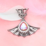 20MM design snap Silver Plated with pink rhinestone KC6893 Rose-red