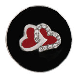 20MM love sliver Plated with rhinestone and black enamel KC6558 snaps jewelry