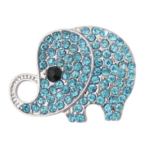 20MM Elephant snaps with light blue rhinestone KB7044 snaps jewelry
