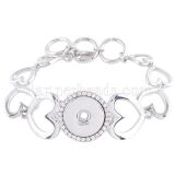 love 1 buttons snaps silver plated bracelet with Rhinestones fit snaps chunks KC0683