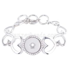 love 1 buttons snaps silver plated bracelet with Rhinestones fit snaps chunks KC0683
