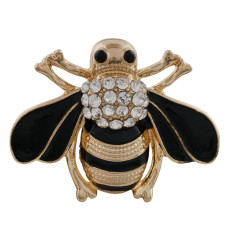 30MM bee snap gold plated with rhinestone and enamel KC9850 snaps jewelry