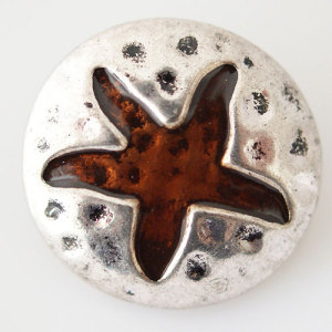 20MM Starfish snap Silver Plated with orange Enamel KB6187 snaps jewelry