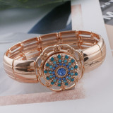 20MM round Rose-Gold Plated with blue rhinestone KC7600 snaps jewelry