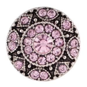 20MM round snap  Antique Silver Plated with pink rhinestone KC7075 snaps jewelry
