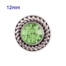 12mm Small size snaps with green Rhinestone for chunks jewelry