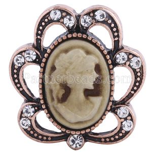 20MM yellow snap rose-gold plated with rhinestones KC6216 snaps jewelry
