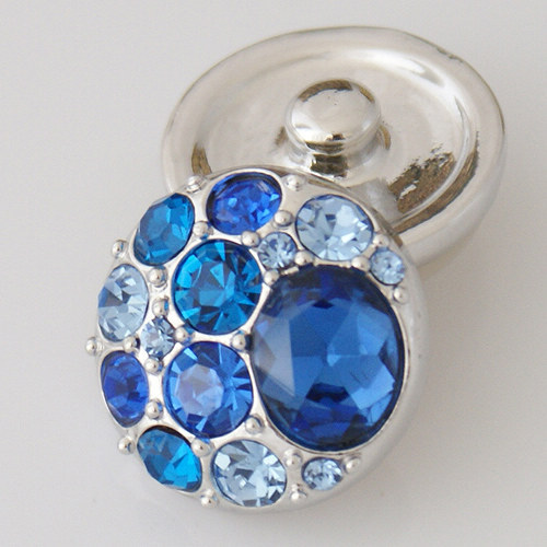 20MM Round snap Antique Silver Plated with blue rhinestone KB5003 snaps jewelry