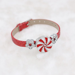 20MM Christmas snap sliver Plated with rhinestone and enamel KC7694 snap jewelry