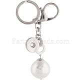 Alloy fashion Keychain with pearl and buttons fit snaps chunks KC1129 Snaps Jewelry