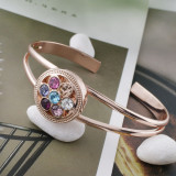 20MM round Rose Gold Plated with colorful rhinestone KC5657 Multicolor