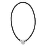 45CM Braided black leather necklace fit snaps