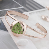 20MM Triangle sag snap rose gold Plated with green rhinestone KC7629 snap jewelry