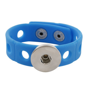 18cm kid junior style bracelet with 15mm width blue silicone stretch fit 20mm snap button
