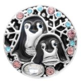 20MM penguin snap silver Plated with Rhinestone and enamel KC9094 snaps jewerly