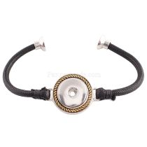 1 button Antique gold and silver plated with black line KC0618 new type bracelets fit 20mm snaps chunks