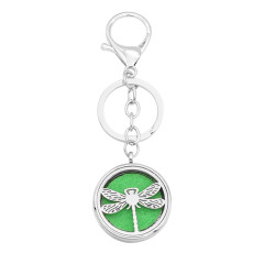 33MM alloy Dragonfly Aromatherapy/Essential Oil Diffuser Perfume KEY CHAIN with 1pc 25mm discs as gift