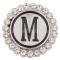 20MM English alphabet-M snap Antique silver  plated with Rhinestones KC8542 snaps jewelry