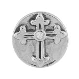 12MM Cross snap Antique Silver Plated with rhinestone KB5504-S snaps jewelry