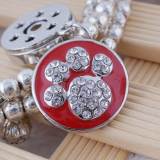 20MM Paws snap button Antique Silver Plated with red rhinestone snap jewelry