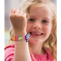 18cm kid junior style bracelet with 15mm width pink silicone stretch fit 20mm snap button