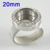 Stainless Steel RING  Mix6-10# size  with Dia 20mm Round floating charm locket silver color
