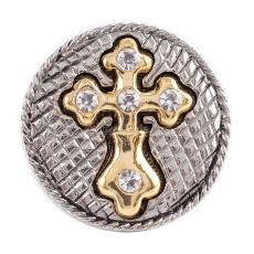 20MM cross snap  Antique Silver and gold Plated with rhinestone KC7060 snaps jewelry