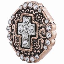 20MM cross snap gold Plated with white rhinestones KC6222 snaps jewelry