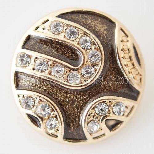 20MM Round snap Gold Plated with clear rhinestone and yellow Enamel KB6206 snaps jewelry