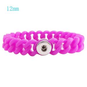 1 snap button bracelet with 12mm width silicone stretch fit 12mm snaps